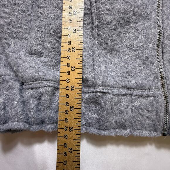Zara Oversized Bouclé Bomber Jacket Women’s Gray Zip Front Cozy Winter XS-S - Picture 7 of 11